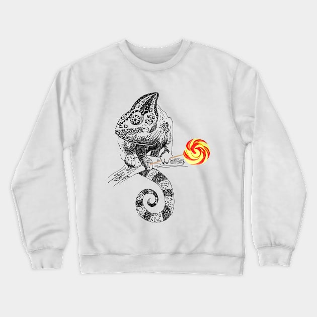 chameleon with Lollipop Crewneck Sweatshirt by VicaVeresk